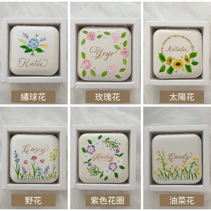 客製便攜首飾盒【手繪花加名】